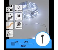 Aigostar - saulės LED girlianda, 200 LED, 8 režimai, 22 m, IP65, šaltai balta, 800 mAh