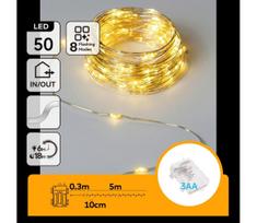 Aigostar - LED girlianda 50xLED/3xAA 5,3m šilta balta
