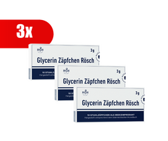 3 VNT. RÖSCH glicerino žvakutės, 3 g, 10 žvakučių