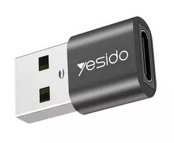 YESIDO GS09 Mini Aluminum Alloy USB Type-C to USB-A OTG Adapter Black