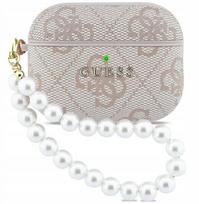 GUESS 4G PEARL STRAP DĖKLAS AIRPODS PRO 3 AUSINĖMS, ELEGANTIS PAKABINIMAS IR APSAUGA