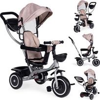 Triratukas vežimėlis 2in1 su pasukama sėdyne, sulankstomu stogeliu - smėlio spalvos ECOTOYS