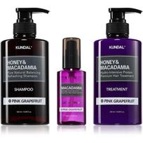 KUNDAL Honey & Macadamia Pink Grapefruit rinkinys sausiems ir pažeistiems plaukams