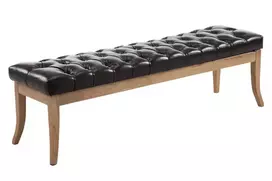 suoliukas | Ruda dirbtinė oda, 150 cm, medinės kojos