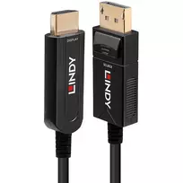 Lindy 30m hibridinis šviesolaidinis DisplayPort 1.2 į HDMI 18G laidas