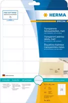 HERMA permatomi matiniai lipdukai A4 63,5x38,1 mm užapvalintais kampais, plėvelė, 525 vnt.