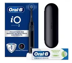 BRAUN Oral‑B iO2 vibracinis elektrinis dantų šepetėlis suaugusiems juodas – įkraunamas, 1 rankena, 1 antgalis