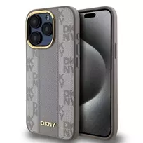 DKNY DKHMP15LPCPVSLE iPhone 15 Pro 6.1 Beige Hardcase Leather Checkered Mono Pattern MagSafe