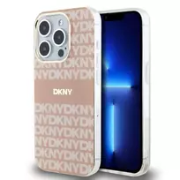 DKNY DKHMP15LHRHSEP Hardcase for iPhone 15 Pro, 6.1 inch, Pink, Mono & Stripe Pattern, MagSafe