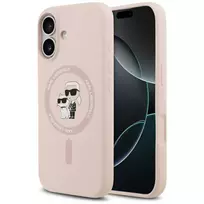 KARL LAGERFELD Silikoninis Dėklas Karl&Choupette Ring MagSafe, skirtas iPhone 15 Pro Max, Rožinis