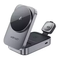 ACEFAST E22 3-in-1 belaidė įkrovimo stotelė, suderinama su MagSafe - Pilka