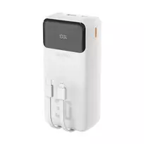 Dudao K15Max 30000mAh PD 22.5W Powerbank su USB-C ir Lightning laidais Balta