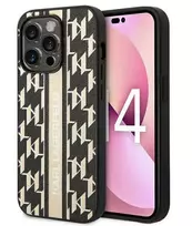 Karl Lagerfeld Apple iPhone 14 Pro 6.1 Hardcase Monogram Stripe Brown