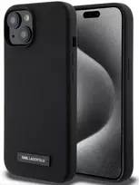 Karl Lagerfeld Apple iPhone 15 Liquid Silicone Plaque MagSafe Case Black