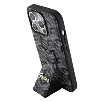 Guess PU Grip Stand G Cube Dėklas Apple iPhone 15 Pro Juodas