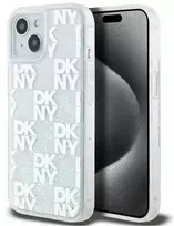 DKNY Apple iPhone 15 Hardcase Liquid Glitter Multilogo White