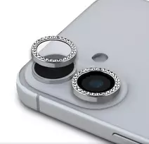Guess Apple iPhone 16/16 Plus Fixed Glitter Protective Lens Silver