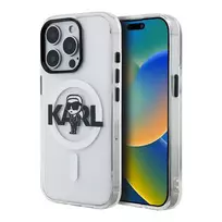 Karl Lagerfeld Apple iPhone 15 Pro Max Silicone Case with MagSafe IML KL Sketch Logo Transparent
