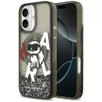 Karl Lagerfeld Apple iPhone 17 Silicone Case with MagSafe Liquid Glitter Choupette Logo Black