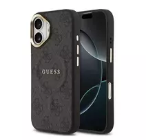 Guess Apple iPhone 17 PU Leather 4G Gold Frame MagSafe Case Black