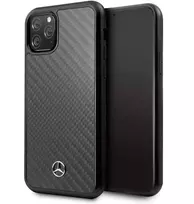 Mercedes-Benz Apple iPhone 11 Pro Max kietas dėklas Oda Anglies pluoštas Juoda