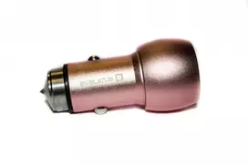 Evelatus Universal Car Charger ECC01 Pink 2 USB Port 3.1A with Stainless Steel Escape Tool