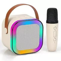 Kiddyz K12 Karaoke rinkinys - Bluetooth belaidis 6W garsiakalbis ir 1 mikrofonas su RGB šviesomis - Rožinė