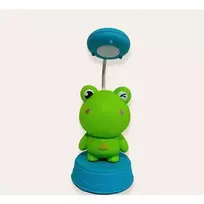 Kiddyz NL1 Space Froggy vaikiška naktinė lemputė-stalinė lempa (20x10 cm) su USB maitinimu ir pieštukų galąstuvu, žalia