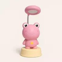 Kiddyz NL2 Space Froggy vaikiška naktinė lemputė-stalinė lempa (20x10 cm) su USB maitinimu ir pieštukų galąstuvu, rožinė