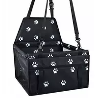 iLike Small Dog & Cat Car Travel Carrier Waterproof & Foldable Black Paw Print