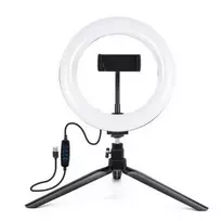Elight ST6-5 16cm 10W LED apšvietimo žiedas su telefono laikikliu + 0,5 m metalinis trikojis + BT nuotolinio valdymo pultelis juodas