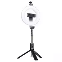 iLike X2 LED 16cm Įkraunamas Selfie Žiedinis Šviestuvas su Bluetooth Pulteliu, Rankena, Grindiniu Stovu 20-90cm ir Telefono Laikikliu