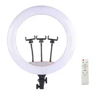Elight SR18 45cm LED Light Ring su 3x išmaniojo telefono laikikliu + 220V adapteriu + BT nuotolinio valdymo pulteliu Juoda
