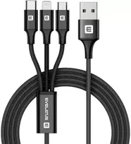 EVELATUS Duomenų laidas 3in1 (Lightning, Type-C, Micro USB) LTM01 Juodas
