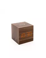 Evelatus Multifunctional Clock EMC02 Wooden - Digital LED Alarm Clock with Temperature Display, Brown Wood Grain
