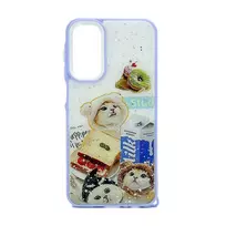 iLike Samsung Galaxy A15 Epoxy Cartoon Cover Case Purple White