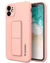 Wozinsky Apple iPhone 12 Kickstand Case Silicone Case with Stand Pink