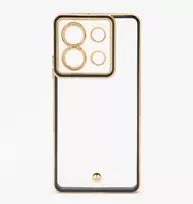 iLike Xiaomi Poco X6 TPU+PC Hybrid Protective Case su kameros apsauga Skaidriai Juoda