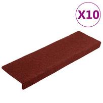 Laiptų kilimėliai lipnūs 10 vnt 65x21x4 cm bordo raudoni stačiakampiai kraštai
