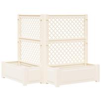 Didelis vazonas su treliu 2 pcs Balta 143 x 143 x 1335 cm PP