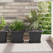 Augalų vazonai 6 pcs Juoda 285 x 285 x 22 cm Plastmasė