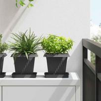 Augalų vazonai 24 pcs Juoda 16 x 16 x 14 cm Plastmasė