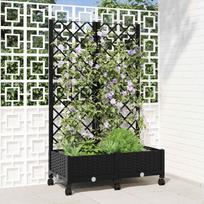 Sodo vazonas su treliu ir ratais Juoda 80 x 40 x 1315 cm PP