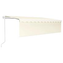 vidaXL Automatinė markizė su uždanga/LED/vėjo jutikliu, kreminė, 5x3m