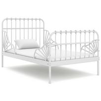 vidaXL Išskleidžiamas lovos rėmas, baltas, 80x130/200cm, metalas