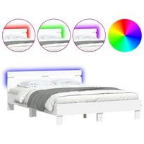 vidaXL Lovos rėmas su galvūgaliu ir LED, baltos spalvos, 140x200cm