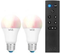Rinkinys 2x dimeriuojamos LED RGBW lemputės A60 E27/9W/230V 2200-6500K Wi-Fi + nuotolinio valdymo pultas - WiZ