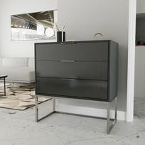 Komoda su stalčiais MILO ant metalinio rėmo 80 cm Spalvos: Chromas / juodas blizgus