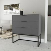 Komoda su stalčiais MILO ant metalinio rėmo 80 cm Spalvos: Juoda / platina