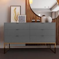 Komoda su stalčiais MILO ant metalinio rėmo 140 cm Spalvos: matinis auksas / platina